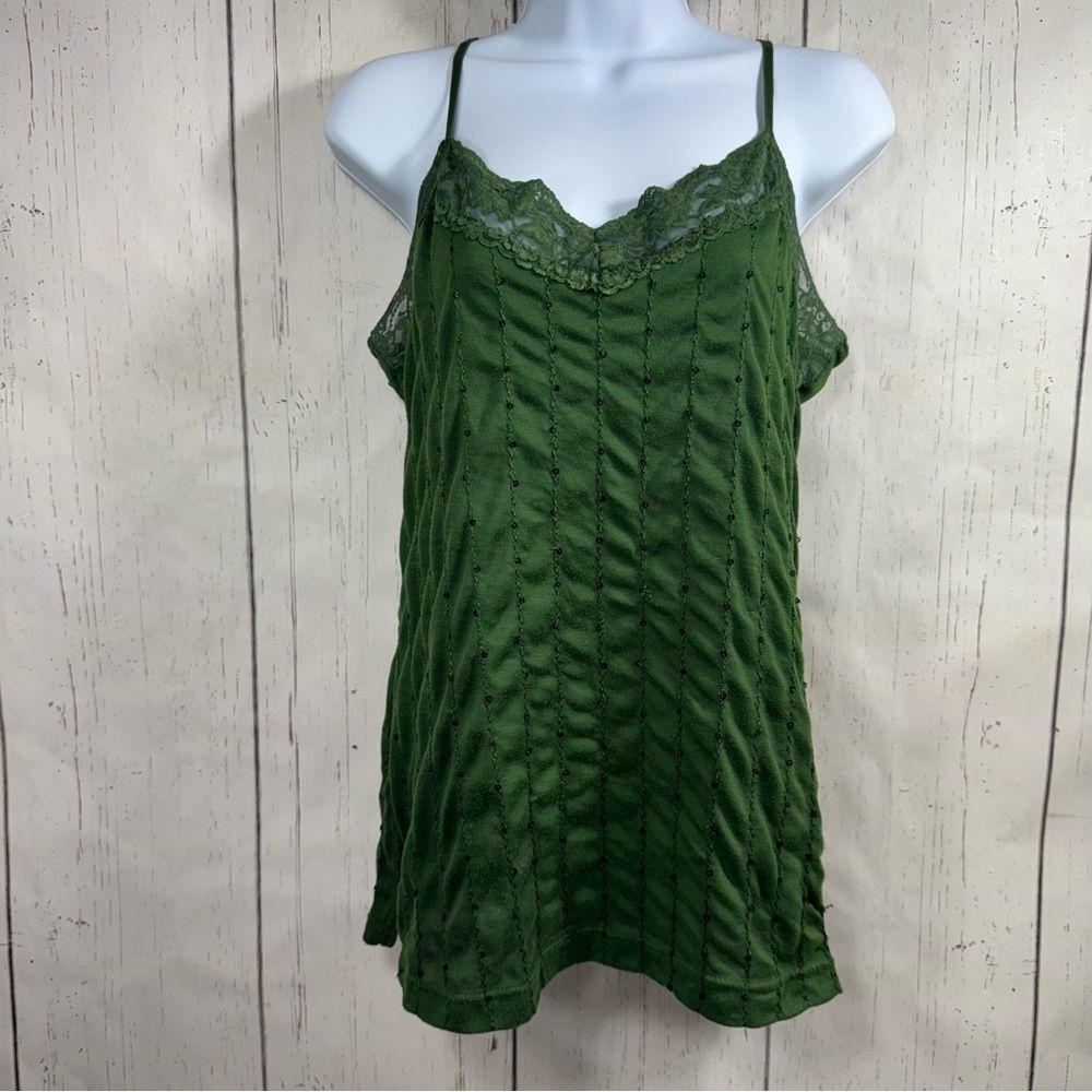 Self Esteem Womens Y2K Sequins Lace Green Fairy Grunge Camisole Tank Top